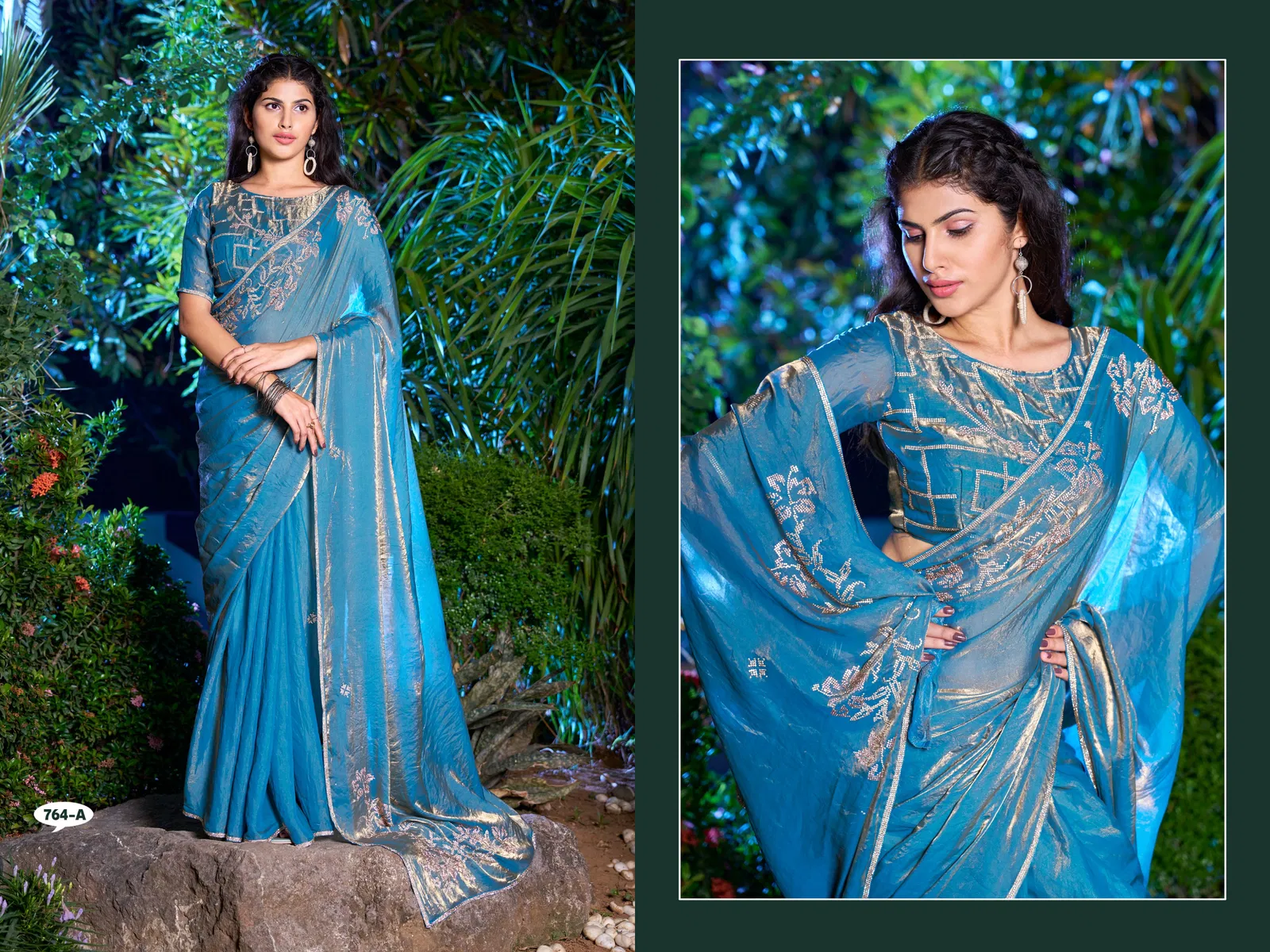 Mehek 764 A To D Satin Silk Party Wear Sarees Suppliers In India